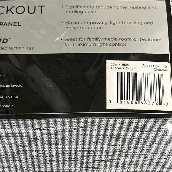 Eclipse Andes Blackout Grommet Top Single Curtain Panel Charcoal‎ 50x95 Set Of 2 - Picture 4 of 6